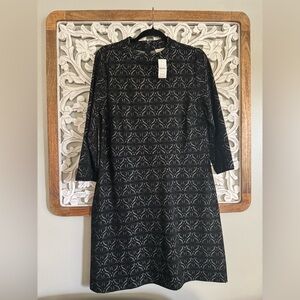 NWT LOFT Black Sheath Dress with Mandarin Collar and 3/4 Sleeves